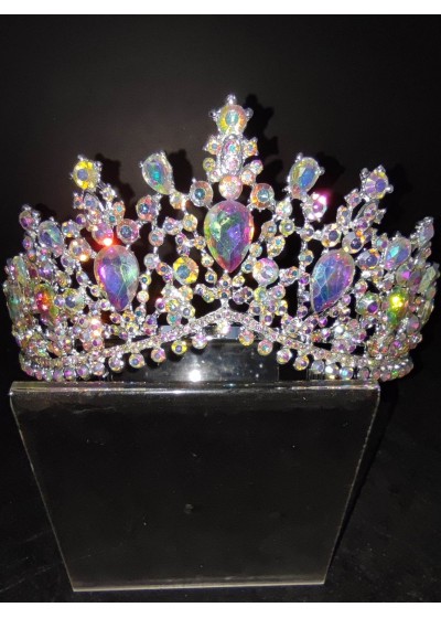 Елегантна корона за бал с кристали Сваровски с AB ефект Goddess Aurora